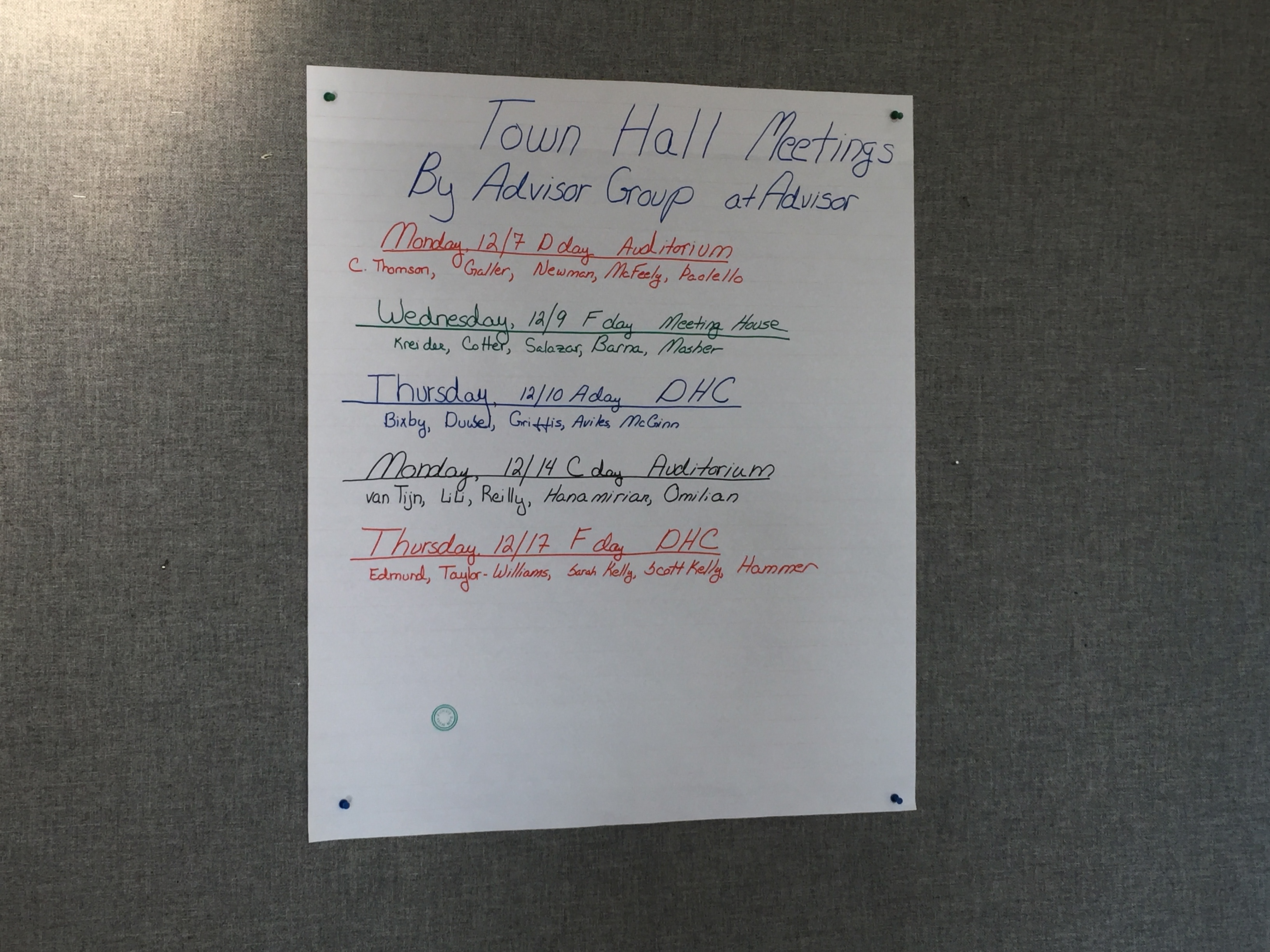 Mock Primary Town Hall Schedule